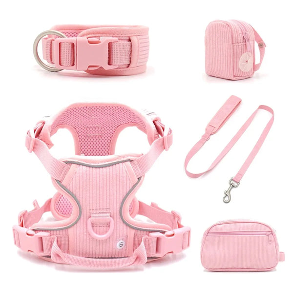 Stylish Pink Dog Harness Set
